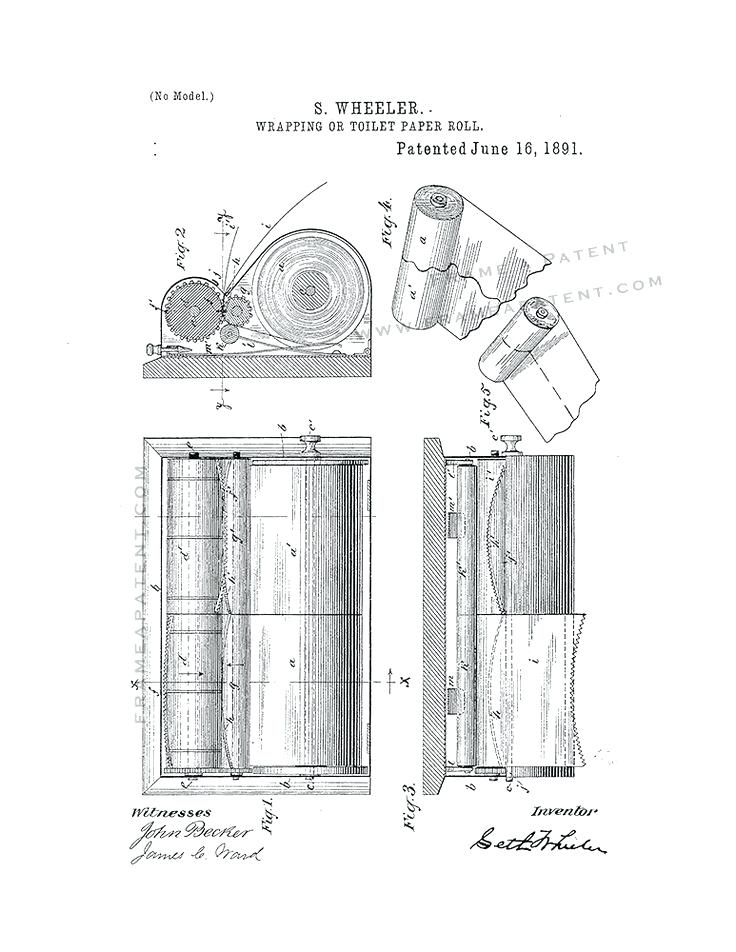 736x952 Wrapping Or Toilet Paper Roll Patent Print Black Ink On White - Toilet Paper Roll Sketch