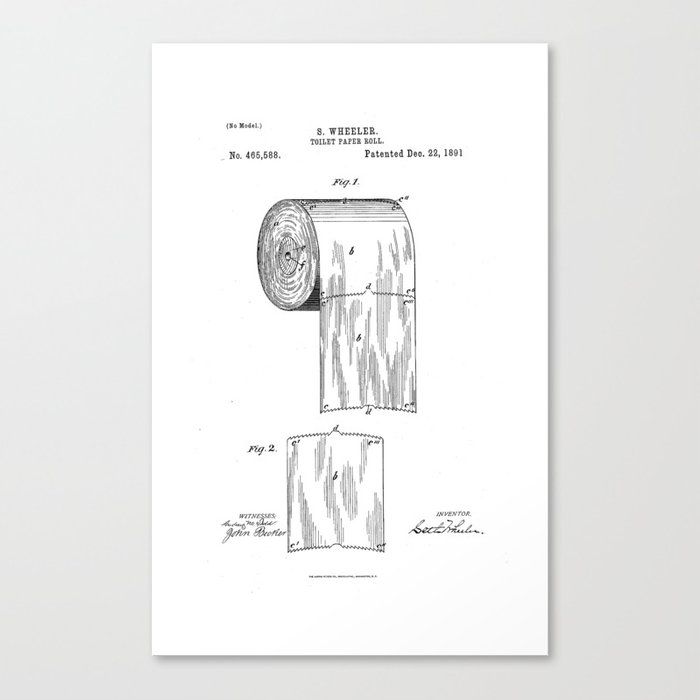 700x700 Toilet Paper Patent Drawing Canvas Print By Patentdrawing Society6 - Toilet Paper Sketch