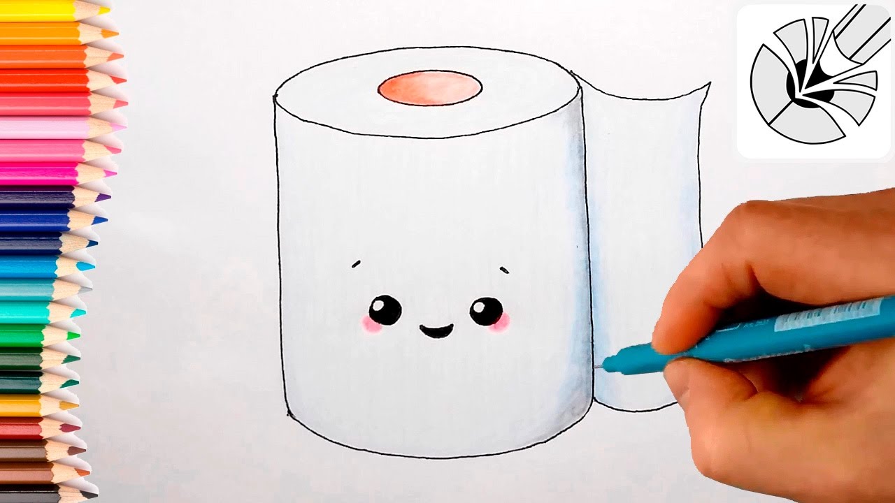 1280x720 How To Draw A Cute Toilet Paper Roll And Color - Toilet Paper Sketch