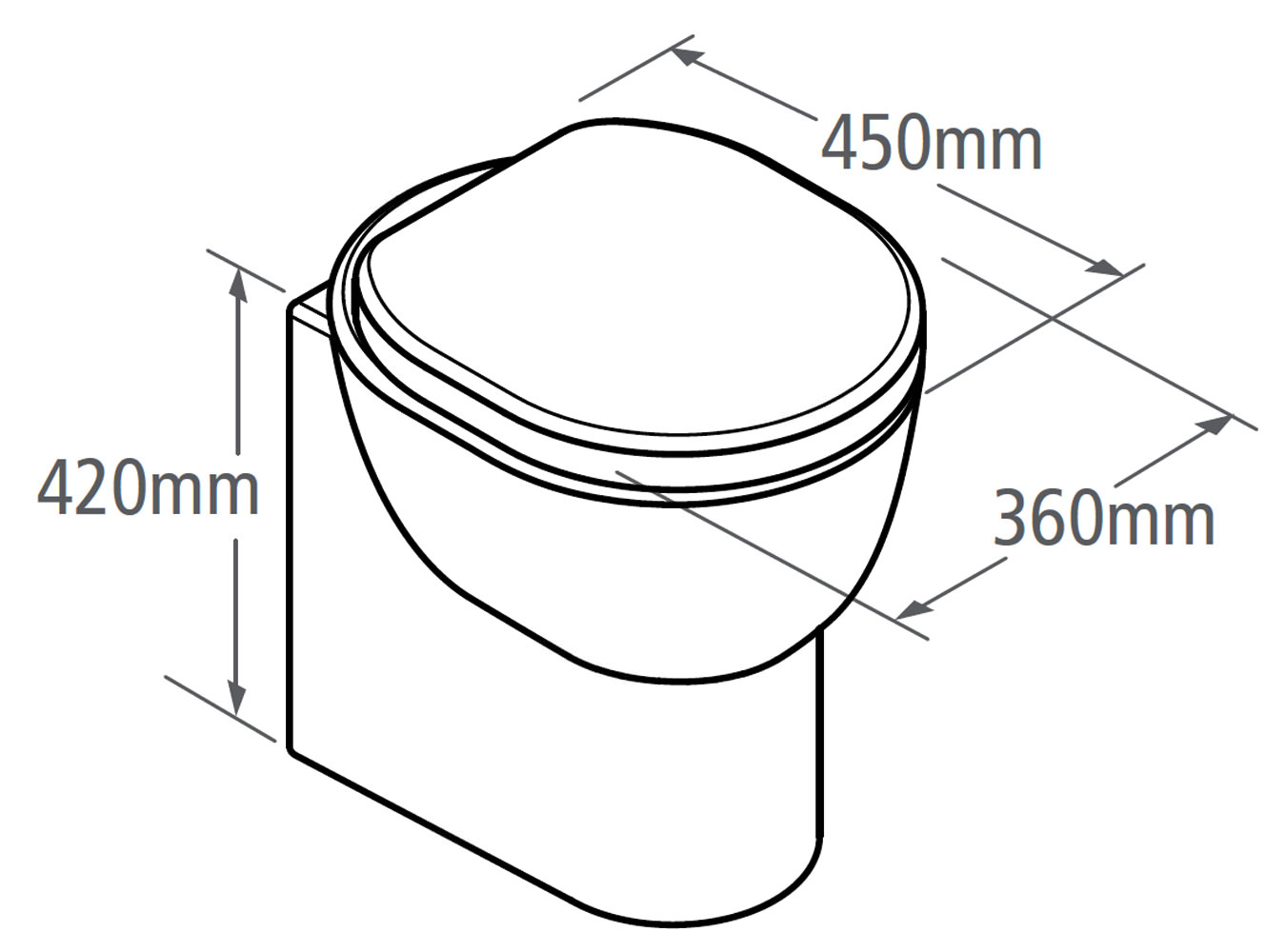 1350x1000 Roper Rhodes Zest Short Projection Back To Wall Wc Pan 450mm - Toilet Seat Sketch