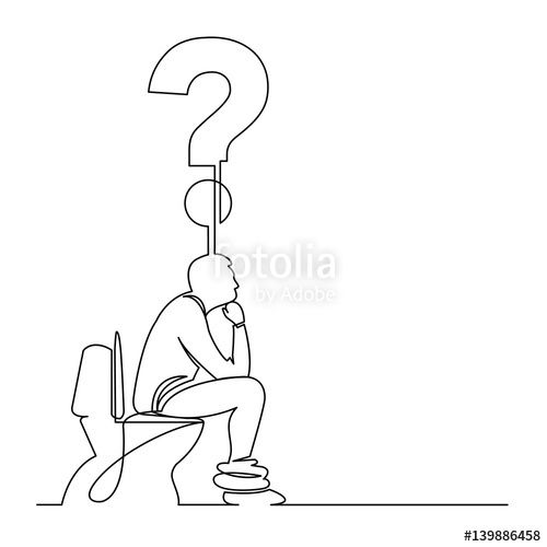 500x500 Continuous Line Drawing Of Man Sitting On Toilet Seat Thinking - Toilet Seat Sketch