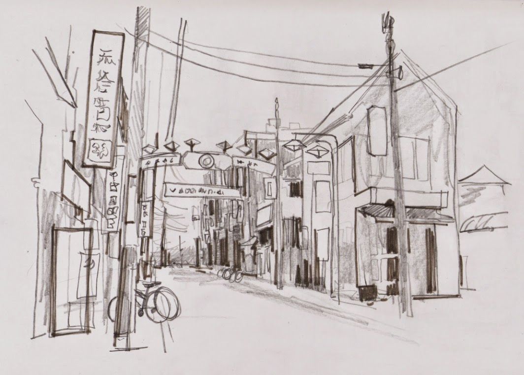 1064x761 Sketch Of The Day Tokyo Drawing Sketches Architecture Urban - Tokyo Sketch