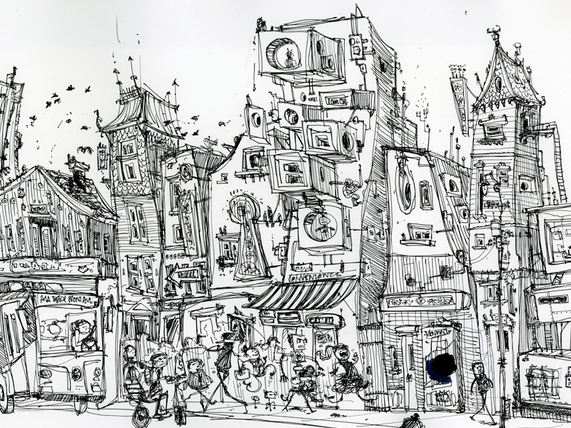 800x600 Tokyo Street Sketch By Matthew Sharack - Tokyo Sketch