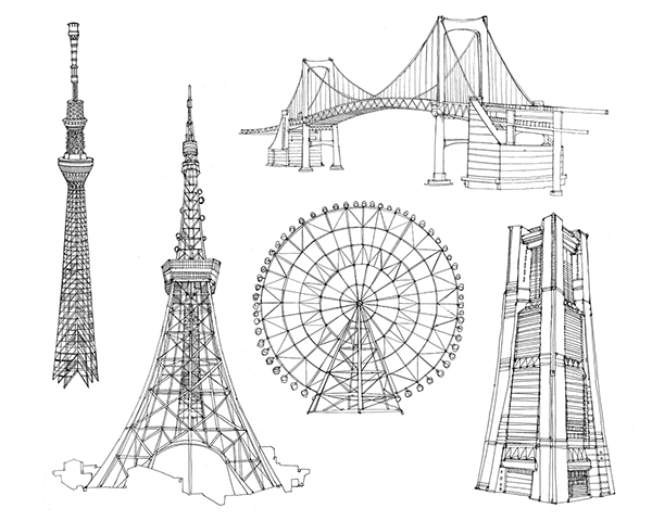 600x480 Illustrations Of Tokyo For The New York Times On Behance - Tokyo Tower Sketch