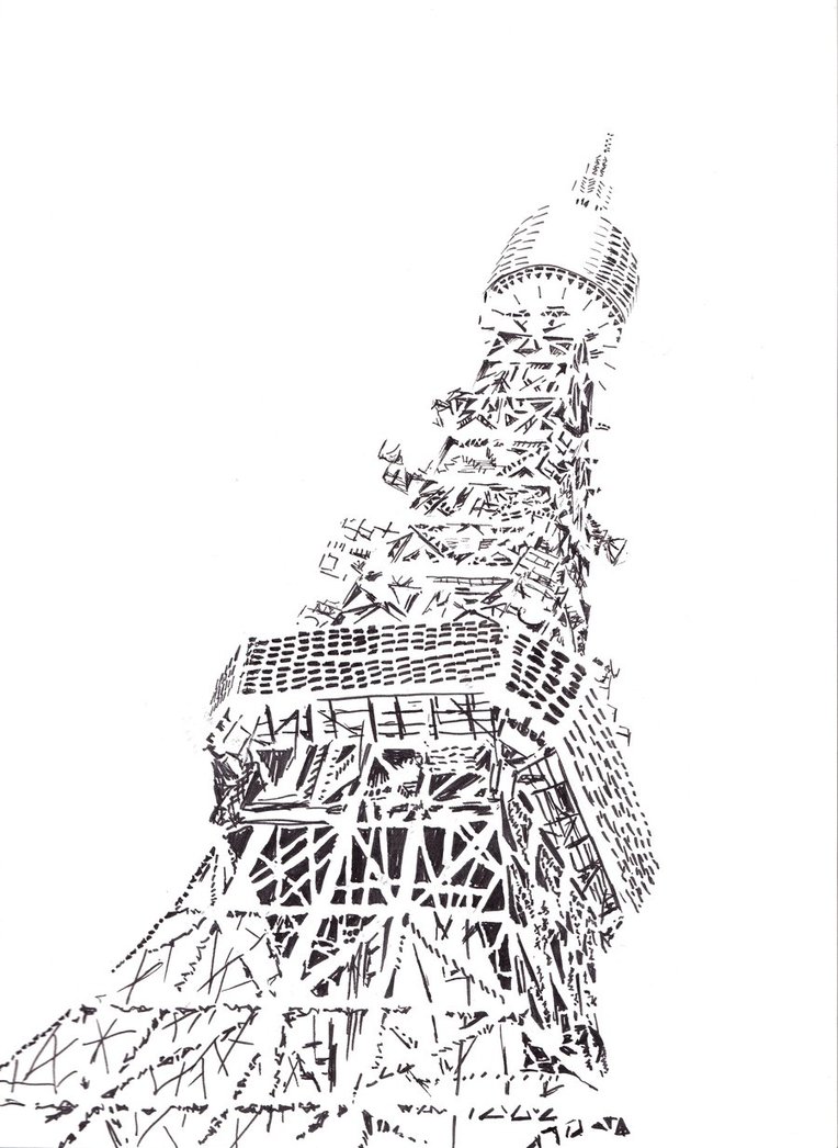 764x1046 Tokyo Tower Drawing Sketch Coloring Page - Tokyo Tower Sketch