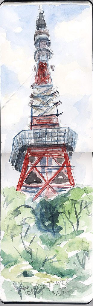 311x1024 Tokyo Tower. Shiba Koen District Of Minato, Tokyo Urban - Tokyo Tower Sketch