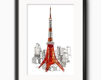 340x270 Tokyo Tower Etsy - Tokyo Tower Sketch