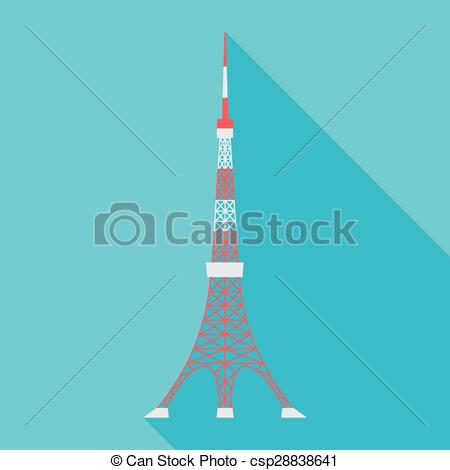 450x470 Vector Illustration Of The Tokyo Tower. - Tokyo Tower Sketch