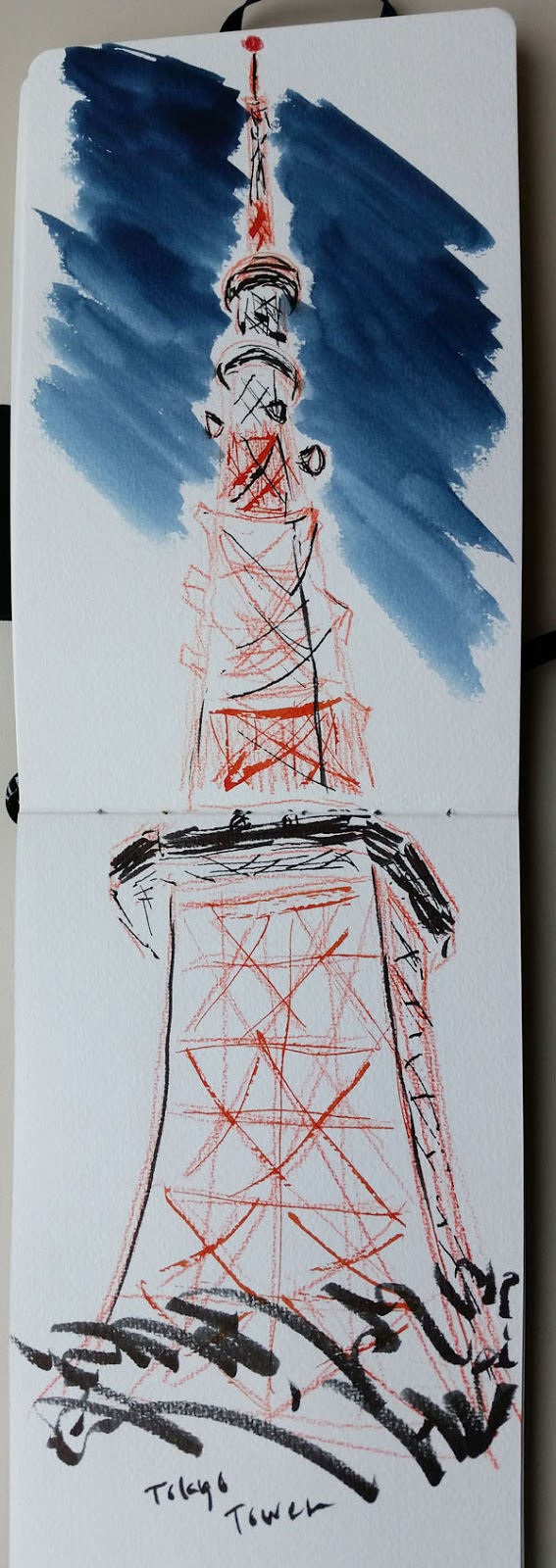 567x1600 Fueled By Clouds Amp Coffee Japan, Part 2 Urban Sketchers Tokyo - Tokyo Tower Sketch