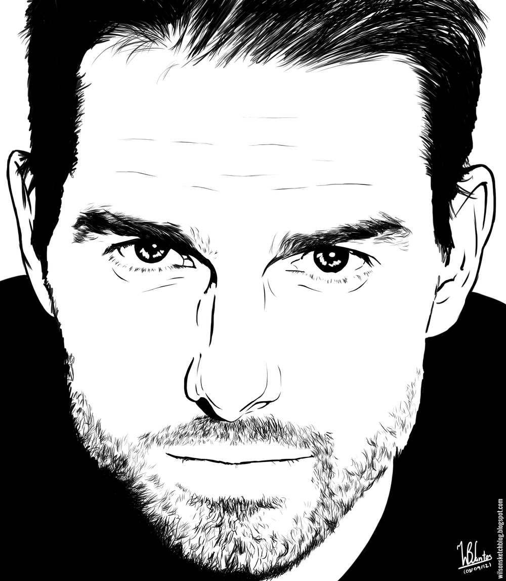 1000x1147 Tom Cruise (Ink Drawing) - Tom Cruise Sketch