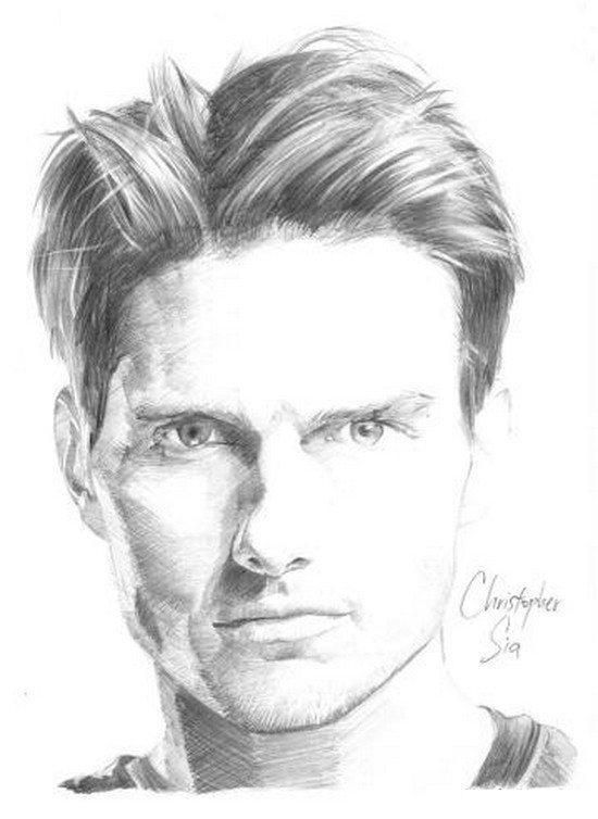 550x754 Tom Cruise Portraits Drawings, Pencil Portrait And - Tom Cruise Sketch