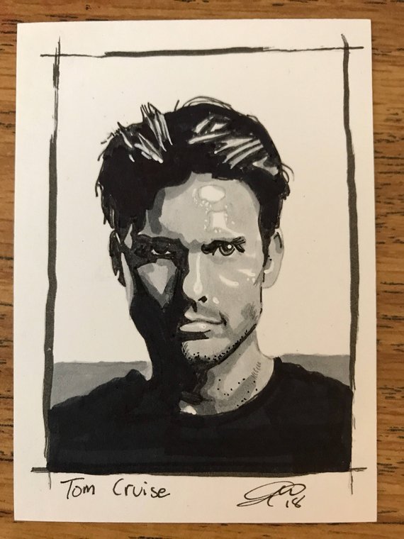 570x760 Tom Cruise Sketch Card Etsy - Tom Cruise Sketch
