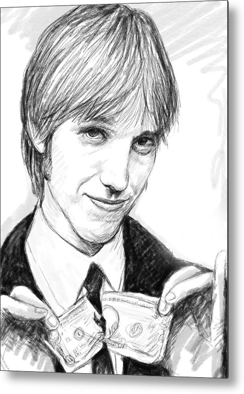493x796 Tom Petty Art Drawing Sketch Portrait Metal Print By Kim Wang - Tom Petty Sketch