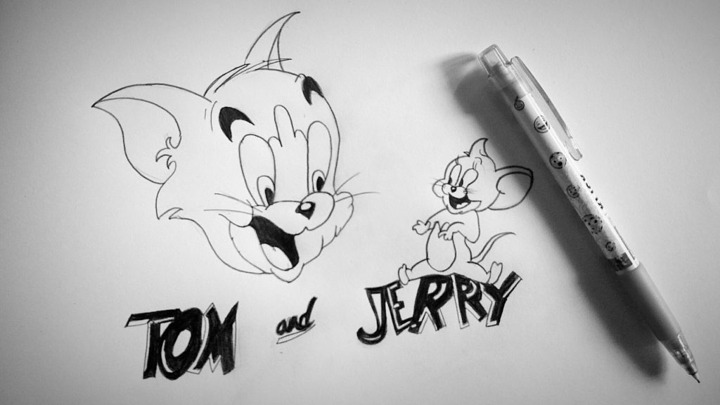 1024x576 Pencil Sketch Of Tom And Jerry By Thanushree, Banaluru - Tom Sketch