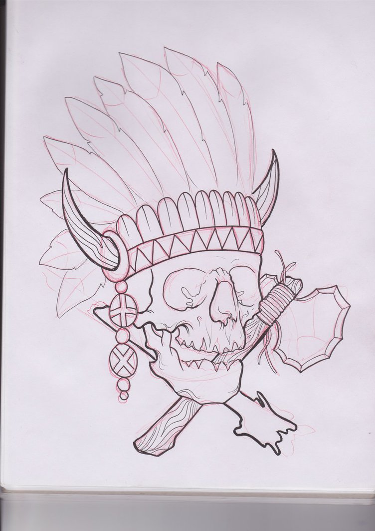 752x1063 Tomahawk Skull By Unibody - Tomahawk Sketch