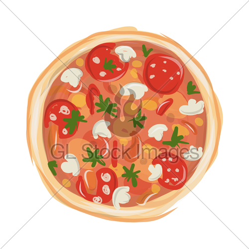 500x500 Pizza With Tomato And Mushrooms, Sketch For Your Design Gl Stock - Tomato Sketch