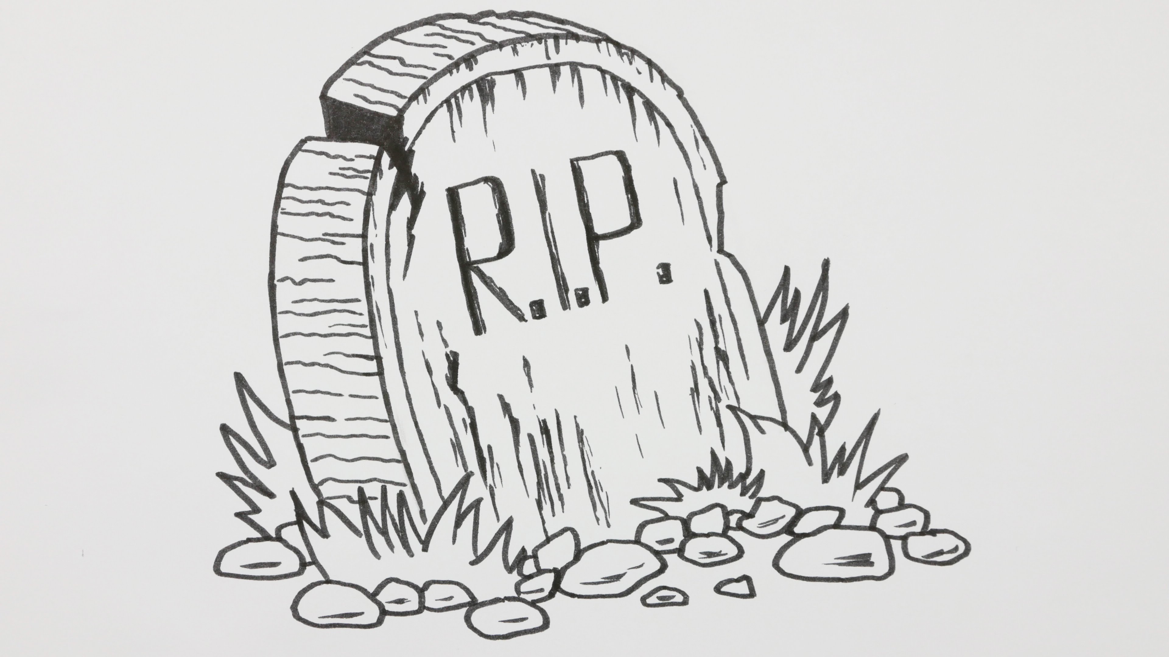 3840x2160 How To Draw A Halloween Tombstone - Tombstone Sketch