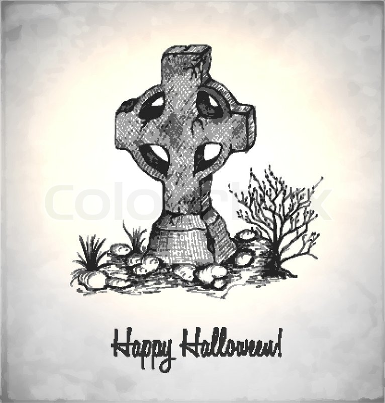 766x800 Tombstone In A Sketch Style Stock Vector Colourbox - Tombstone Sketch