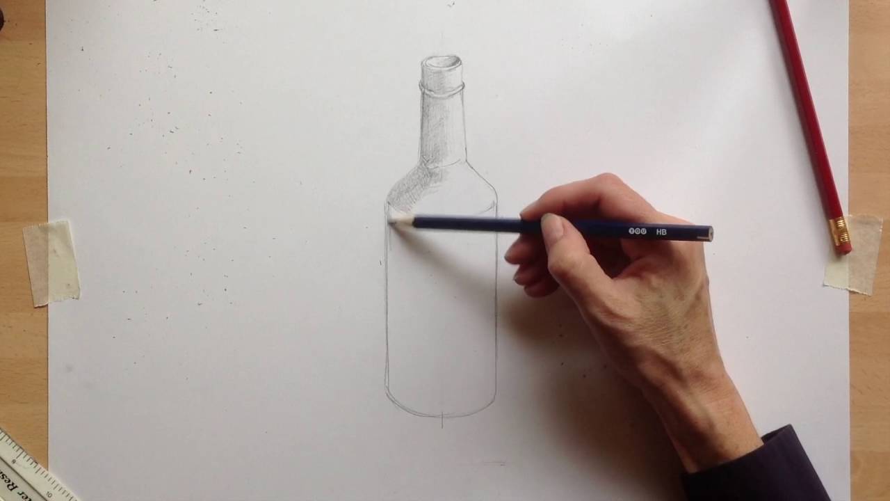 1280x720 Tonal Drawing Of A Bottle - Tonal Sketch