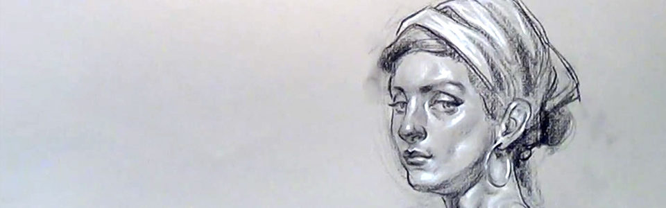 960x300 Black Amp White Drawing On Toned Paper New Masters Academy - Toned Paper Sketch