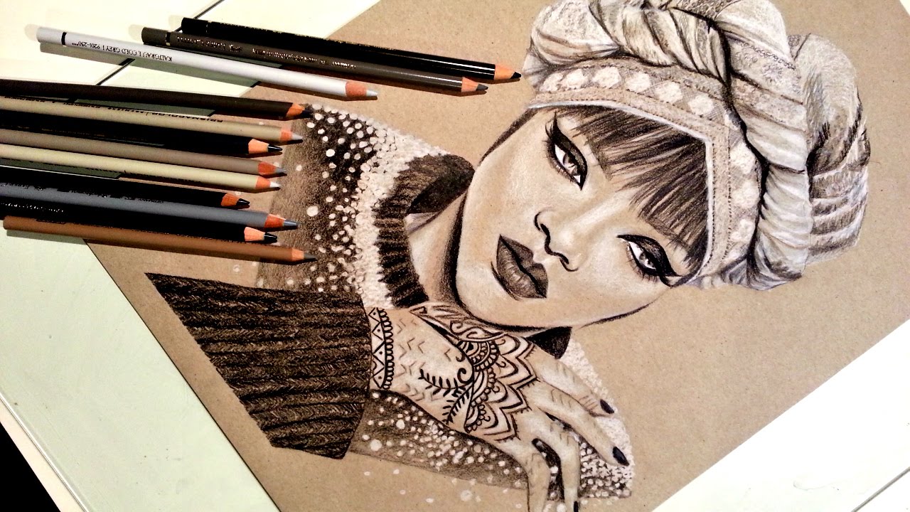1280x720 Drawing Rihanna, Colored Pencils On Toned Paper - Toned Sketch Paper