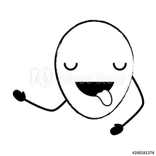 500x500 Sketch Of Kawaii Balloon Showing The Tongue Over White Background - Tongue Sketch