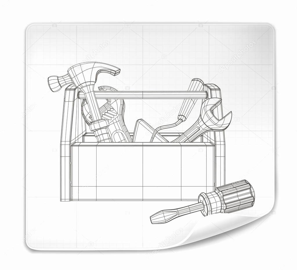 1024x931 Sketch Toolbox Tool Box Drawing Vector Stock Vector Natis76 - Toolbox Sketch