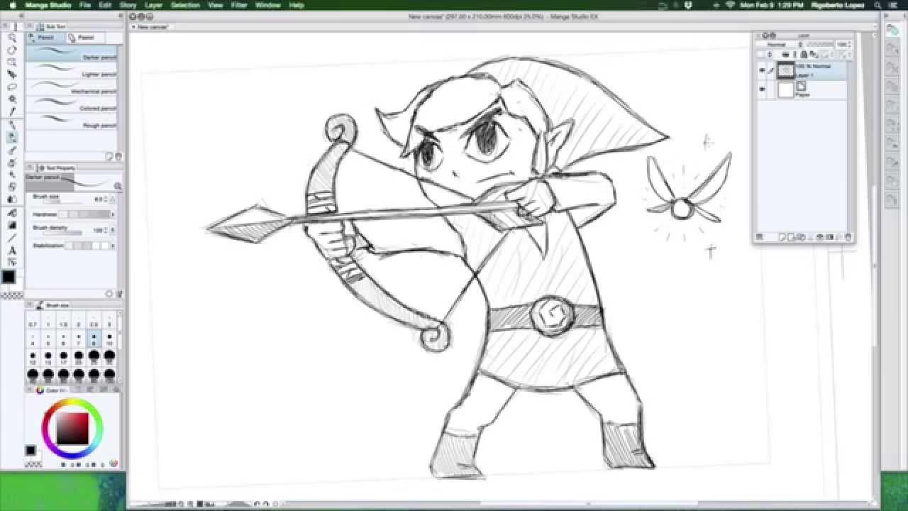 1280x720 Manga Studio 5 Toon Link Sketch - Toon Link Sketch