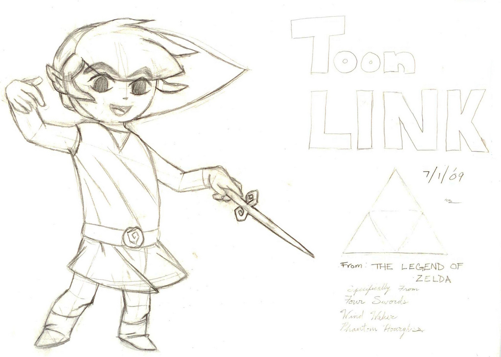 1024x730 Toon Link Sketch Drawn On July 1st, 2009 While I Was On - Toon Link Sketch