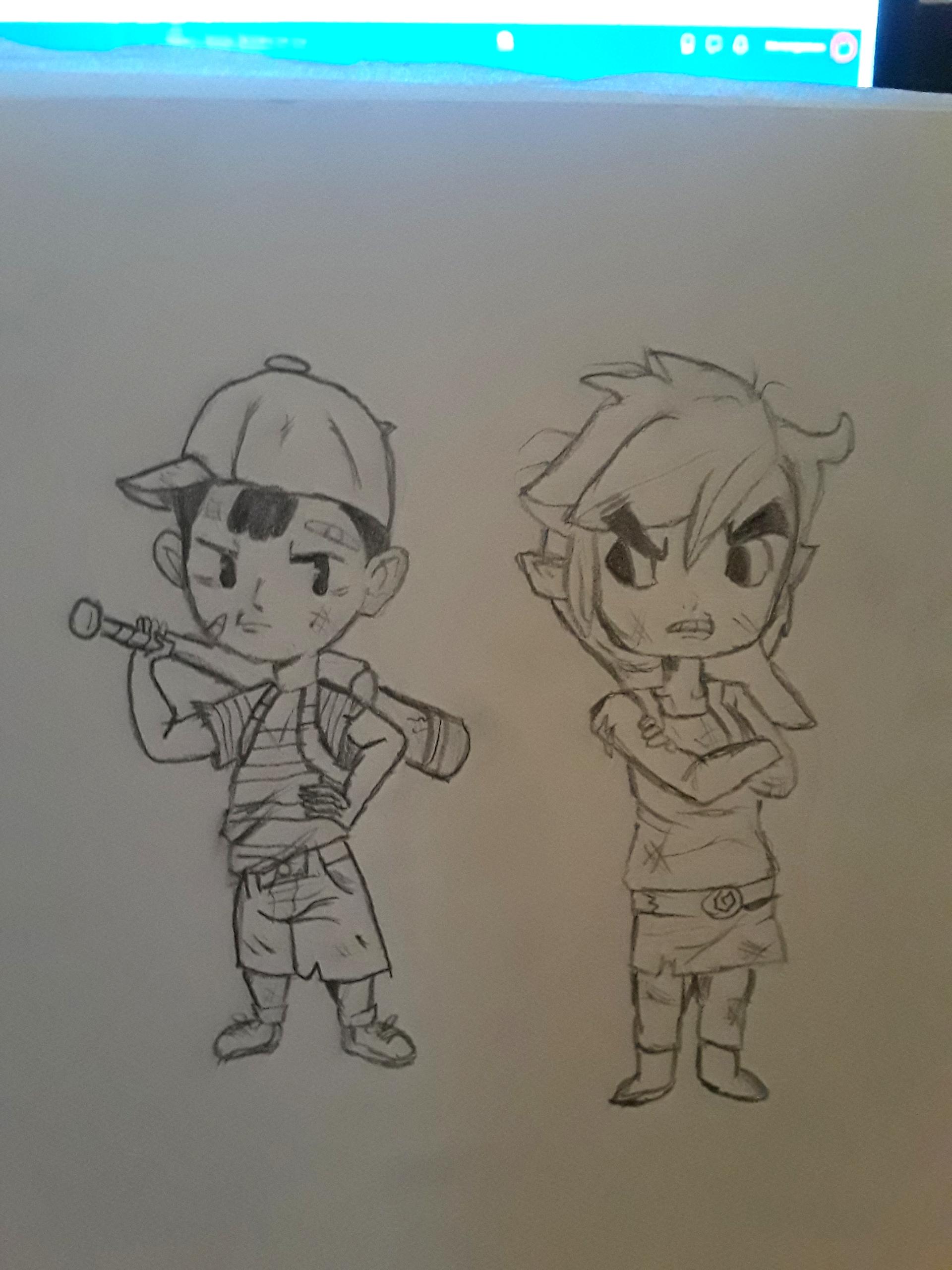 1920x2560 A Little Sketch Of Ness And Toon Link Gaming - Toon Link Sketch