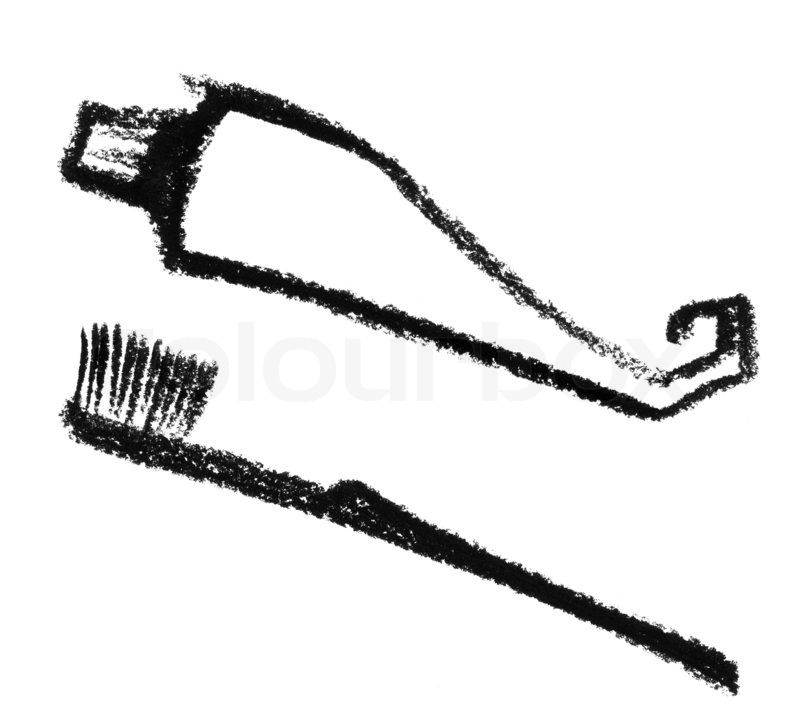 800x727 Sketched Toothbrush And Toothpaste Stock Photo Colourbox - Toothbrush Sketch