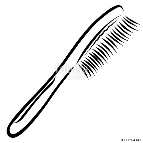 500x500 Toothbrush Or Comb Or Brush, Sketch With Smooth Lines Stock Photo - Toothbrush Sketch
