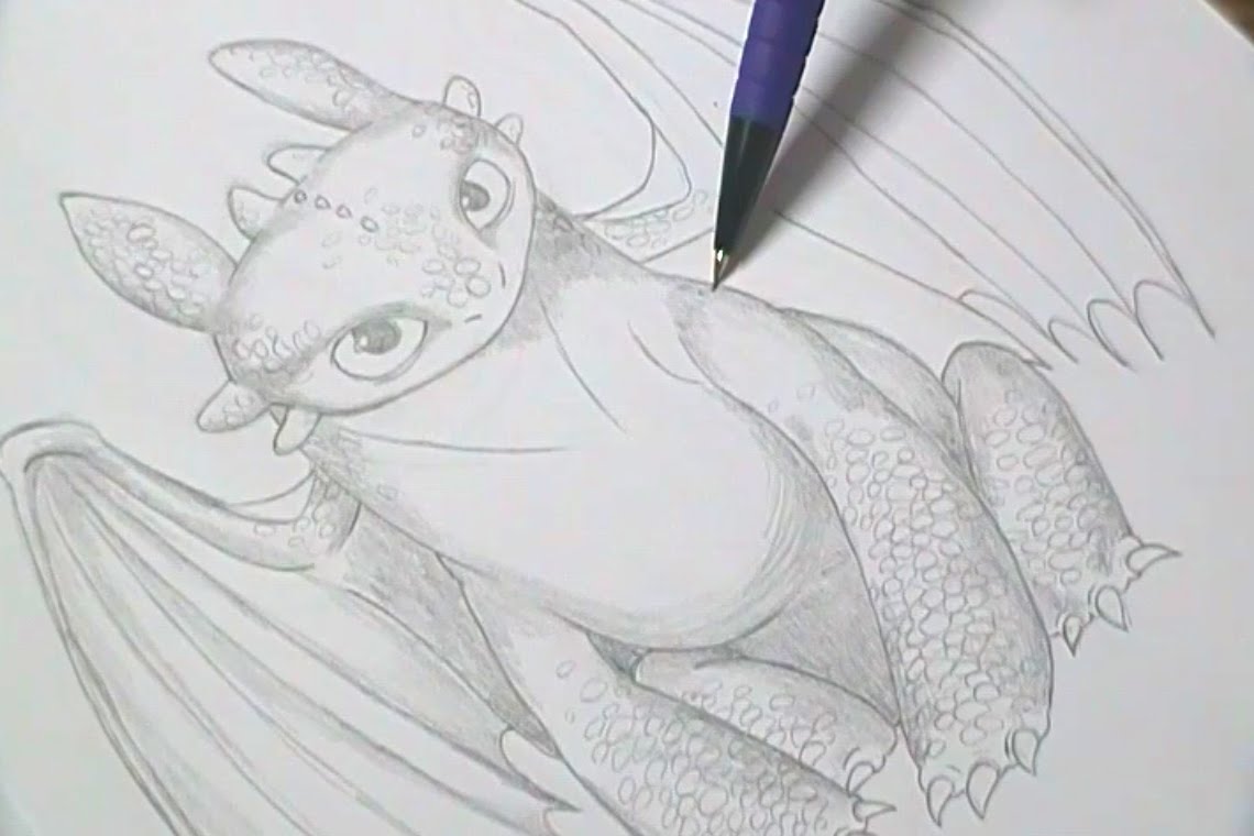 1140x760 Drawing - Toothless Dragon Sketch