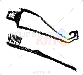340x309 Stock Photo Of Crayon Sketched Toothbrush And Toothpaste - Toothpaste Sketch