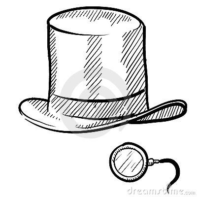 400x400 Monocle And Top Hat Sketch Sketch Journal Sketches - Top Hat Sketch