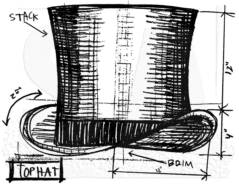 800x626 Tim Holtz Wood Mounted Stamp - Top Hat Sketch