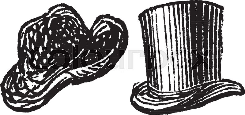 800x377 Top Hat Have A Long Pattern, Vintage Line Drawing Or Engraving - Top Hat Sketch