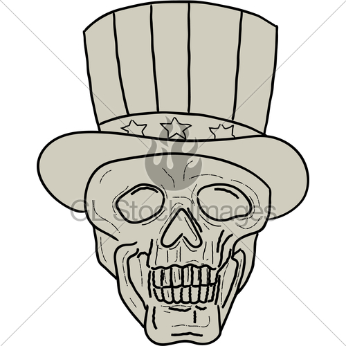 500x500 Uncle Sam Top Hat Skull Drawing Gl Stock Images - Top Hat Sketch