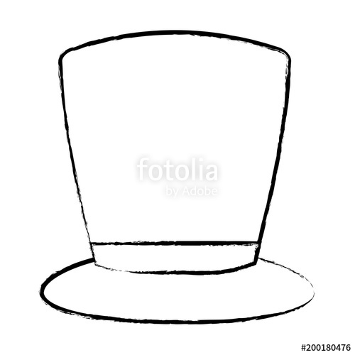 500x500 Sketch Of Top Hat Icon Over White Background, Vector Illustration - Top Hat Sketch