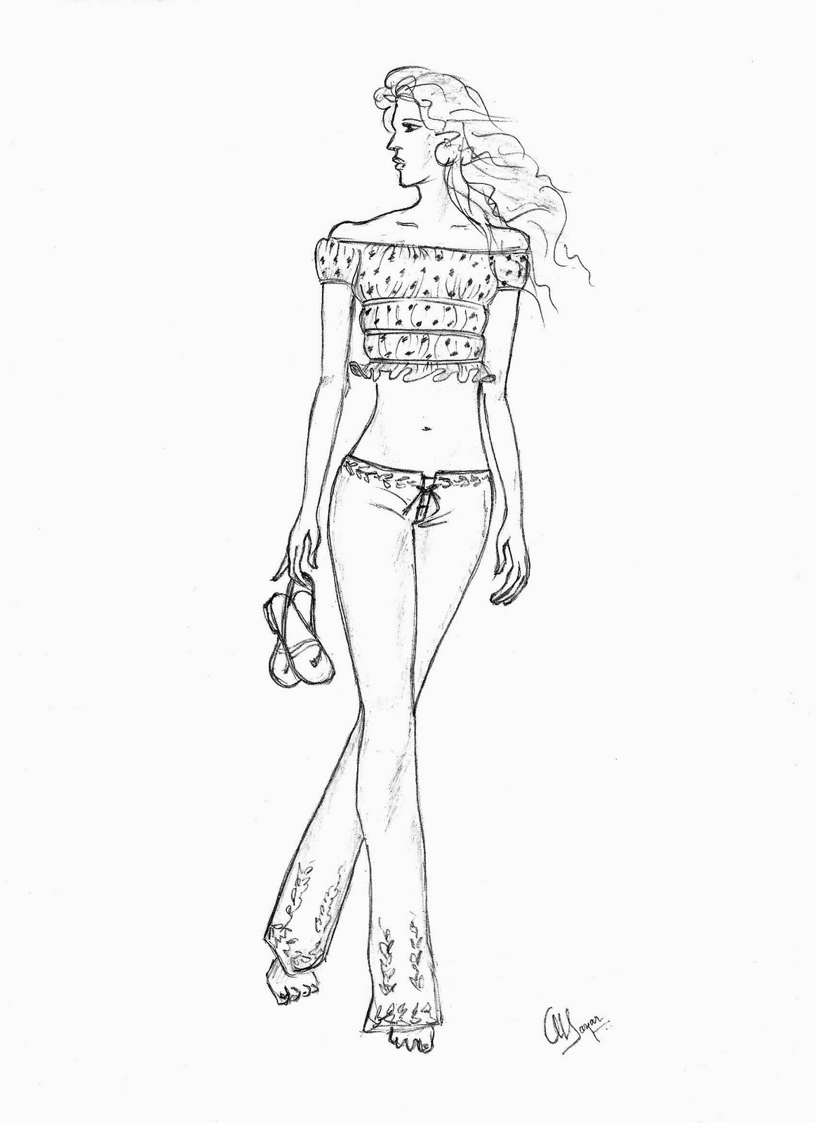 1163x1600 Mridula Sarkar Fashion Sketches - Top Sketches