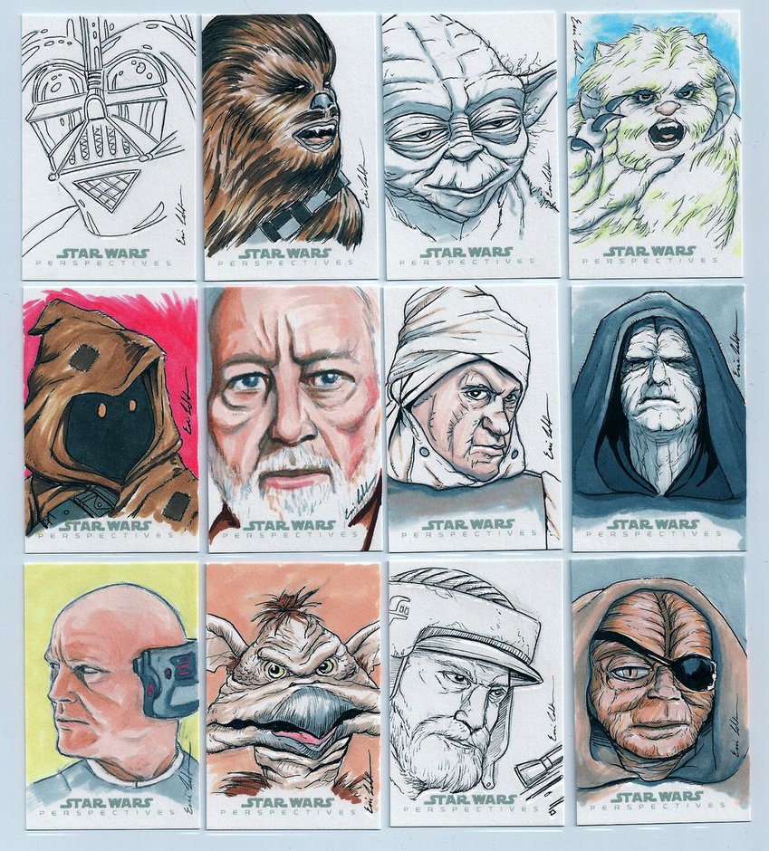 849x940 Topps Star Wars Chrome Perspectives Sketch Cards 1 By - Topps Sketch Cards