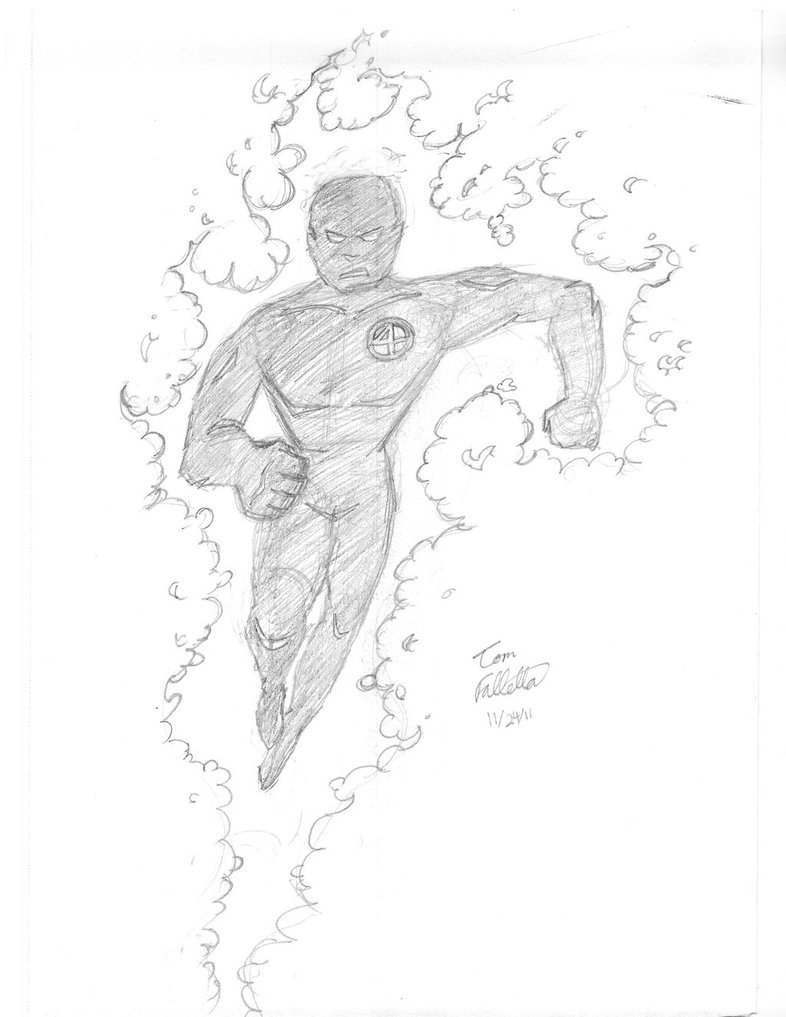 786x1017 Human Torch Sketch By Fallettus - Torch Sketch