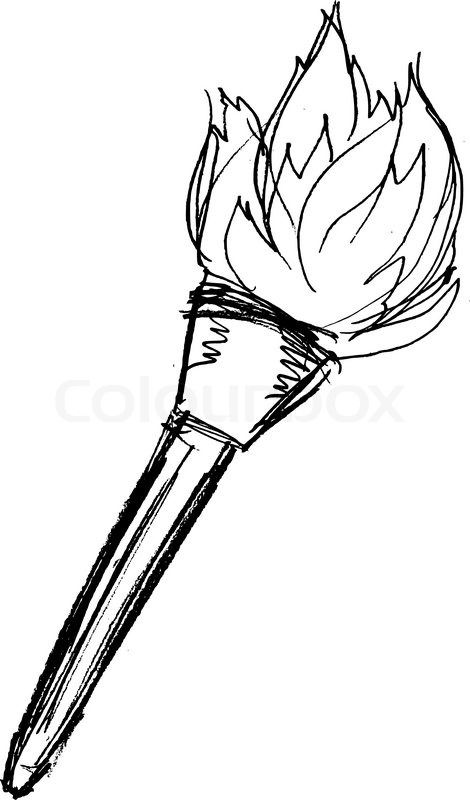 470x800 Sketch Of Wooden Torch - Torch Sketch