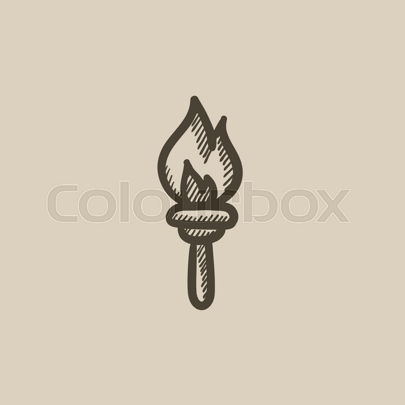 800x800 Burning Olympic Torch Vector Sketch Icon Isolated On Background - Torch Sketch