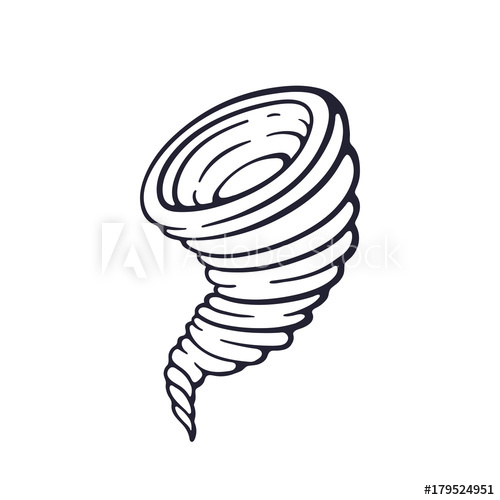 500x500 Vector Illustration. Hand Drawn Doodle Of Tornado Swirl. Cartoon - Tornado Sketch