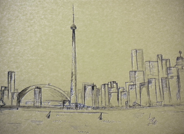 720x524 Rough Sketch Of Toronto Skyline Made In Pen And Pencil - Toronto Skyline Sketch