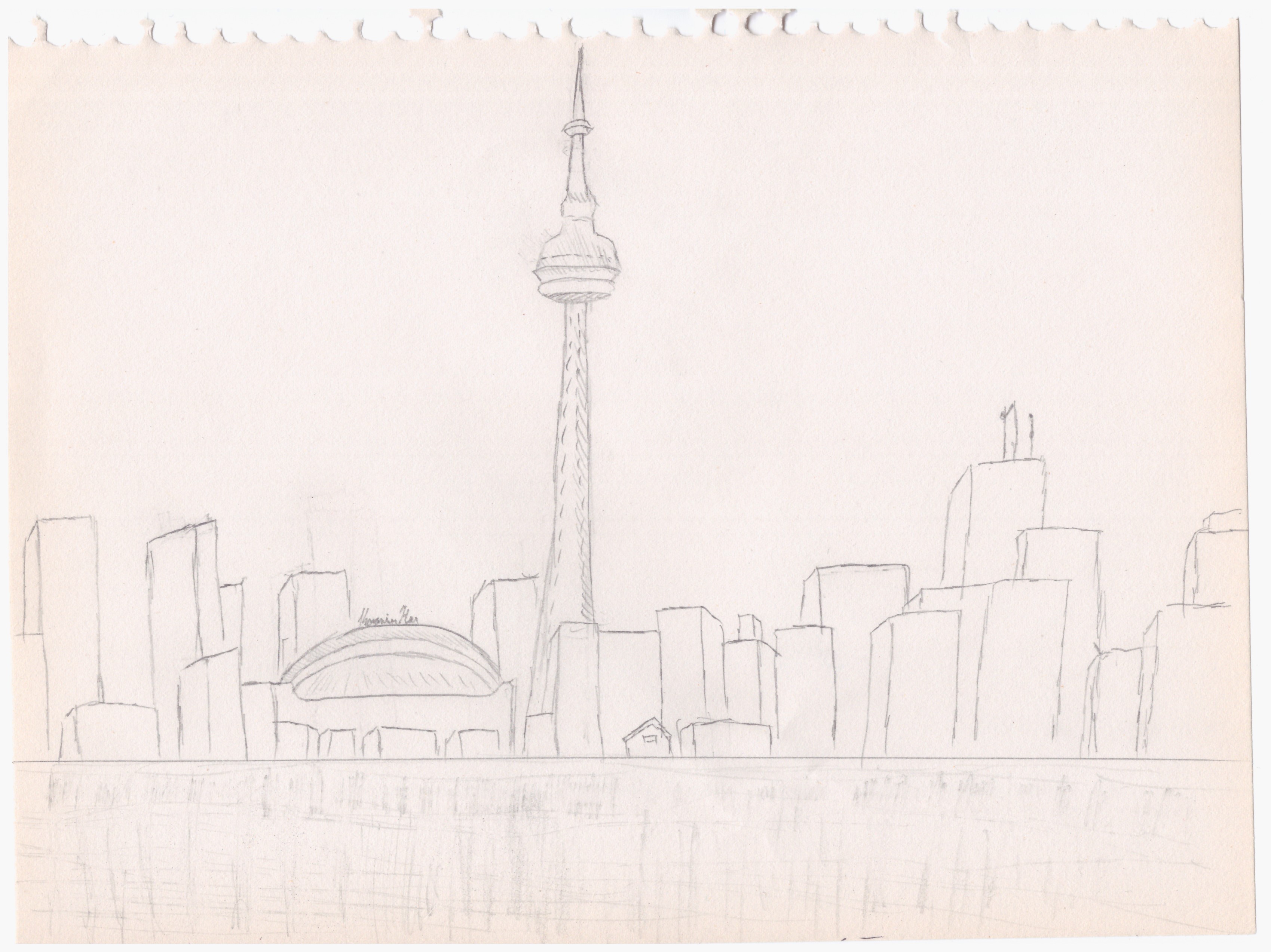 3398x2546 Toronto Skyline Sketch - Toronto Skyline Sketch
