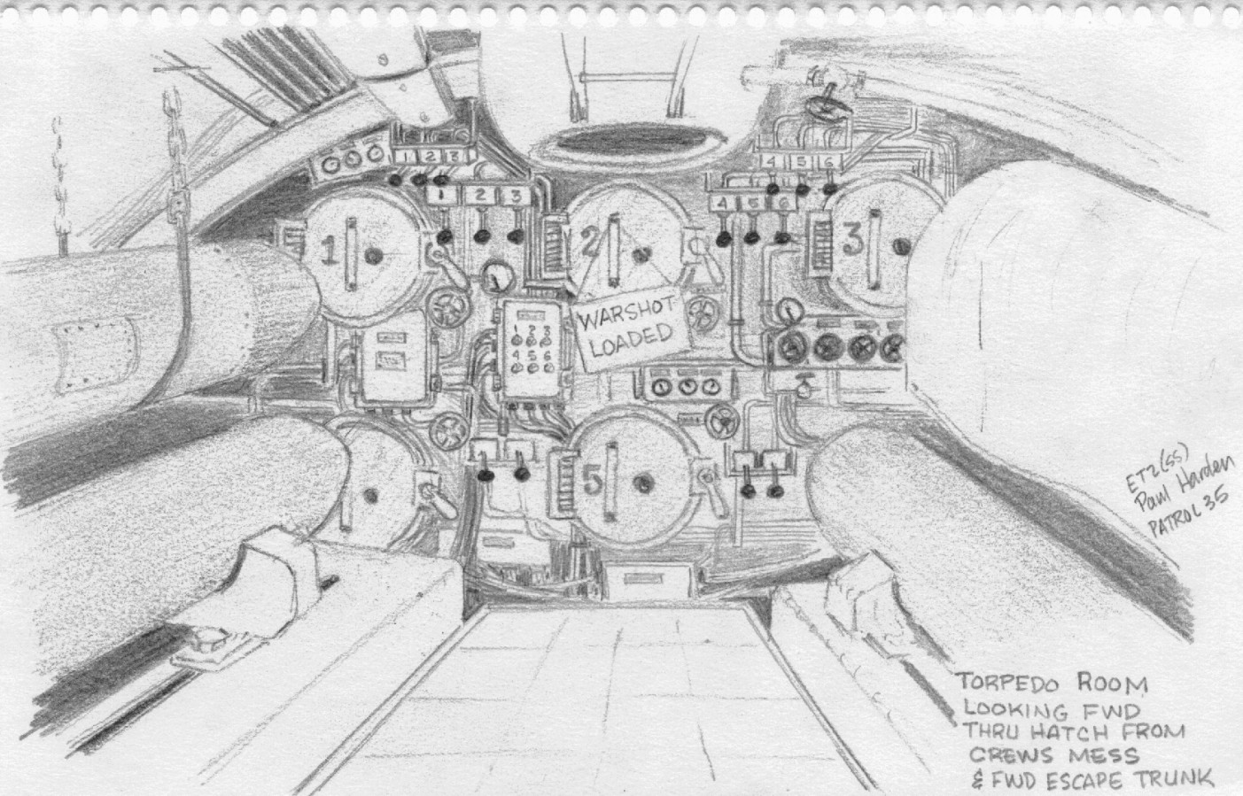 1403x899 Tour Of The Torpedo Room - Torpedo Sketch