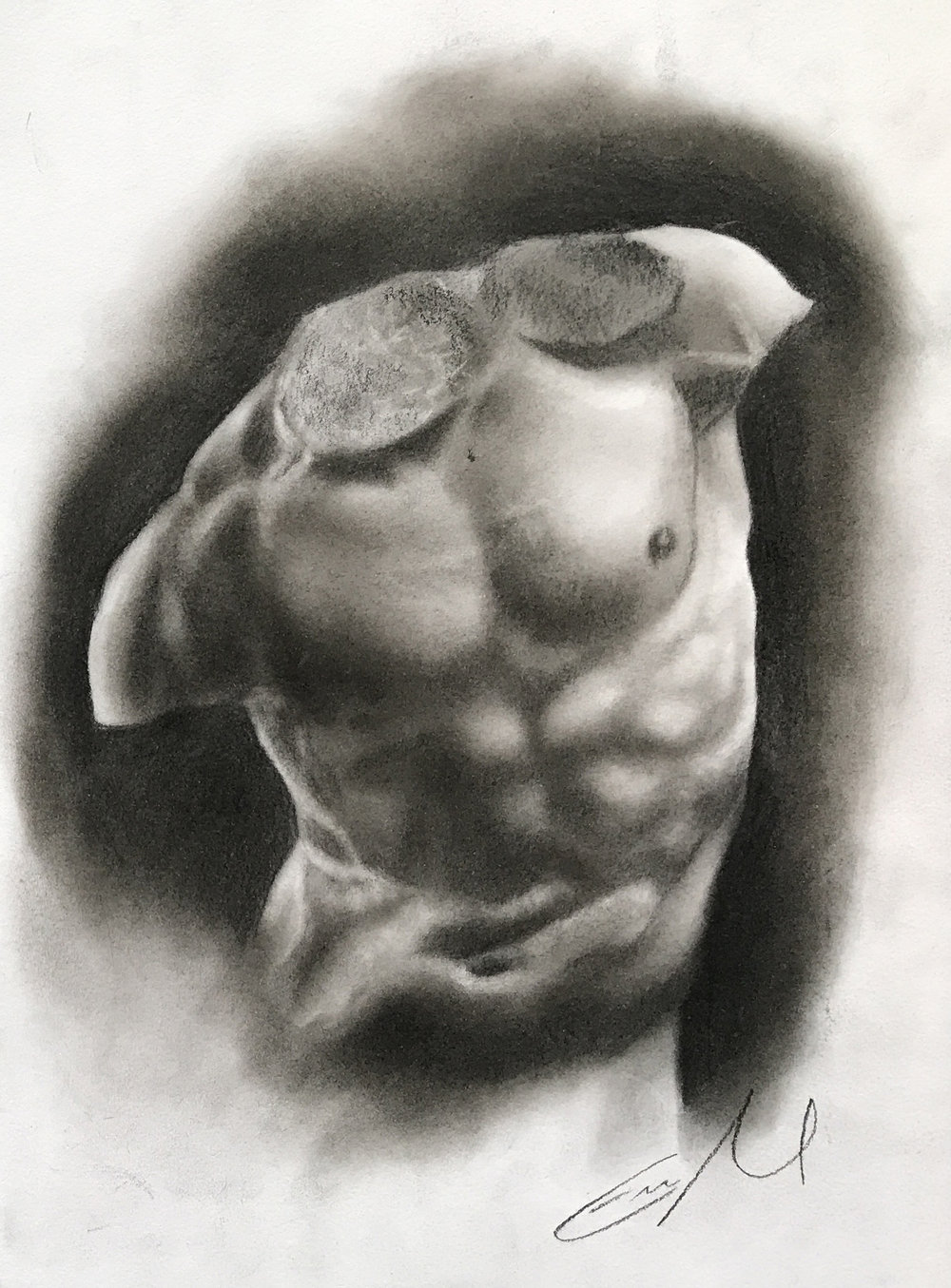 1000x1355 Greek Male Sculpture Torso Figure Drawing Figurative Art - Torso Sketch