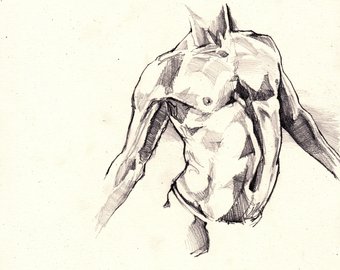 340x270 Male Torso Sketch Etsy - Torso Sketch